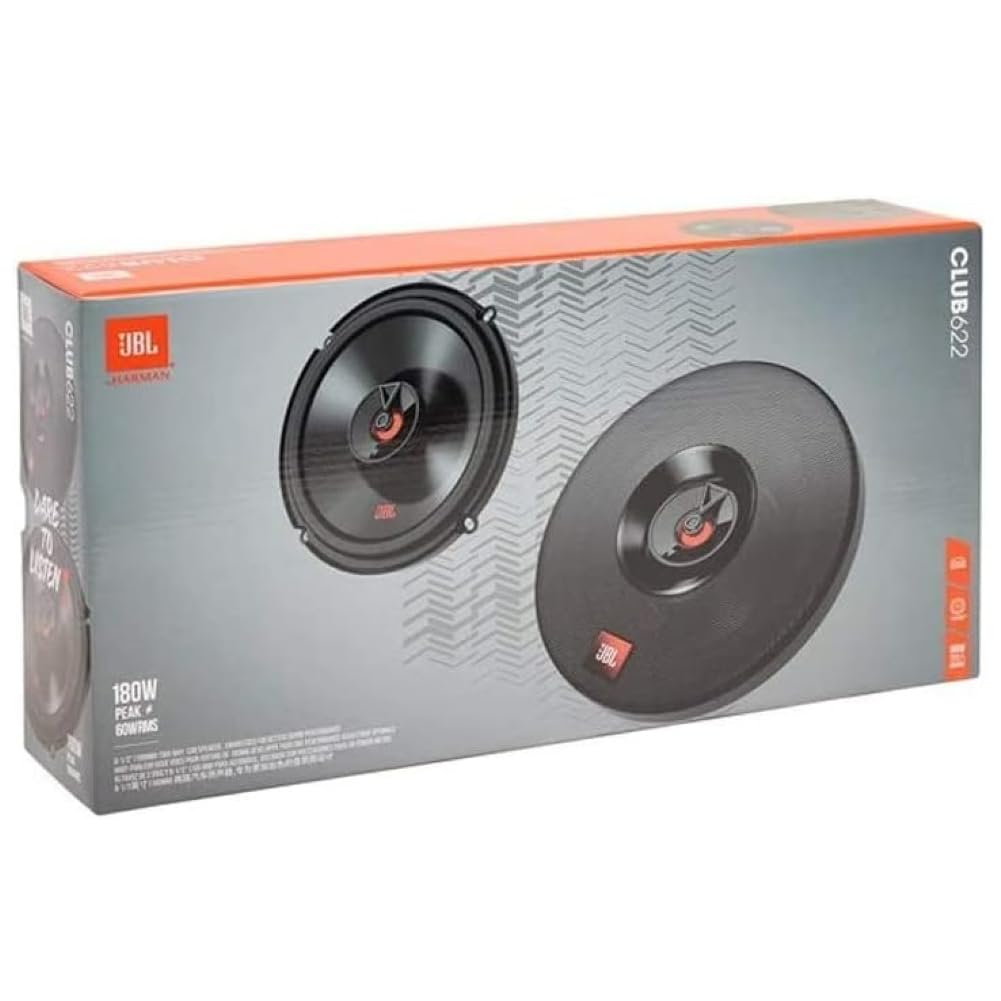 KIT SET PER JBL CLUB 622 2 altoparlanti coassiali a 2 vie da 16 cm 160 mm 6,5" da 60 watt rms e 180 watt max impedenza 3 ohm 93 db spl, sospensione in gomma, a coppia + adattatori e viti set di 2