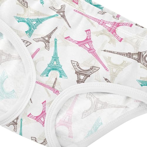 Little Girls' Soft Cotton Underwear Kids Breathable Comfort Eiffel Tower Panties Briefs Toddler4