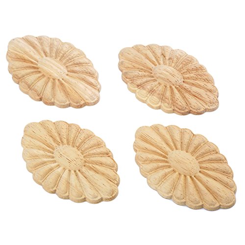 4pcs 8# Holz Skulptur quadratische Corner Flourish Blumen Muster Onlay Unpainted Tür Europäischer Stil