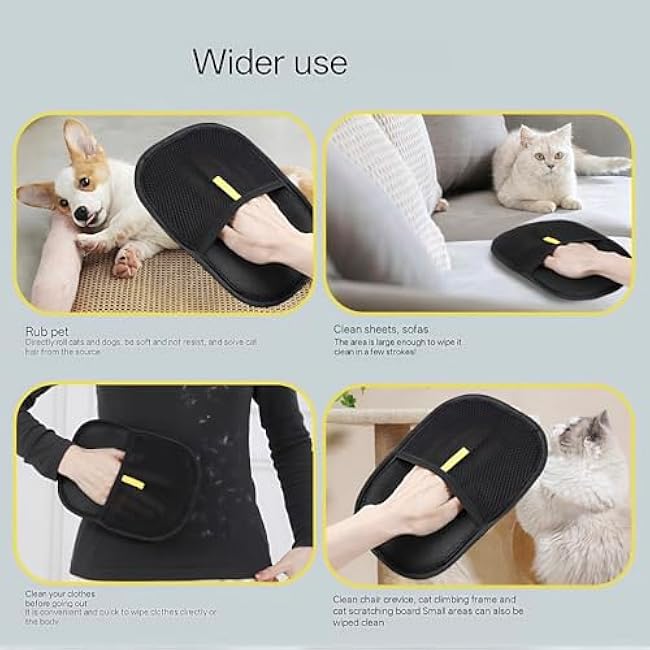 1 Pcs Reusable Double Sided Cat Dog Electrostatic Hair Remover Grooming Glove Tool,Dog and Cat Hair Remover Electrostatic Gloves, Clothes, Car, Carpet, Bed, Furniture-oz0L0ly0