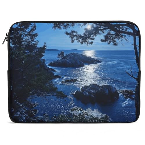 Funda para portátil de 12 pulgadas diseño de luna y mar maletín protector suave contra golpes