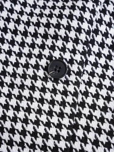 WDIRARA Women's Houndstooth Printed Knot Front Double Breasted Long Sleeve Casual Crop Blazers4