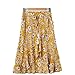 Produktbild JBVG Sommerrock Für Damen Böhmischer Rock Asymmetrische Rüschen Vintage-Blumenmuster-elastische Taille Langer Rock Das Material Ist Atmungsaktiv Und Kühl (Color : Yellow, Size : M)