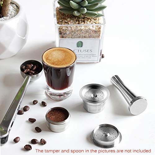 Cápsulas de café reutilizables Verdelife - Cápsulas compatibles con K-Fee Caffitaly - Cápsulas recargables de acero inoxidable con cuchara de plástico Cepillo de limpieza Anillos de silicona
