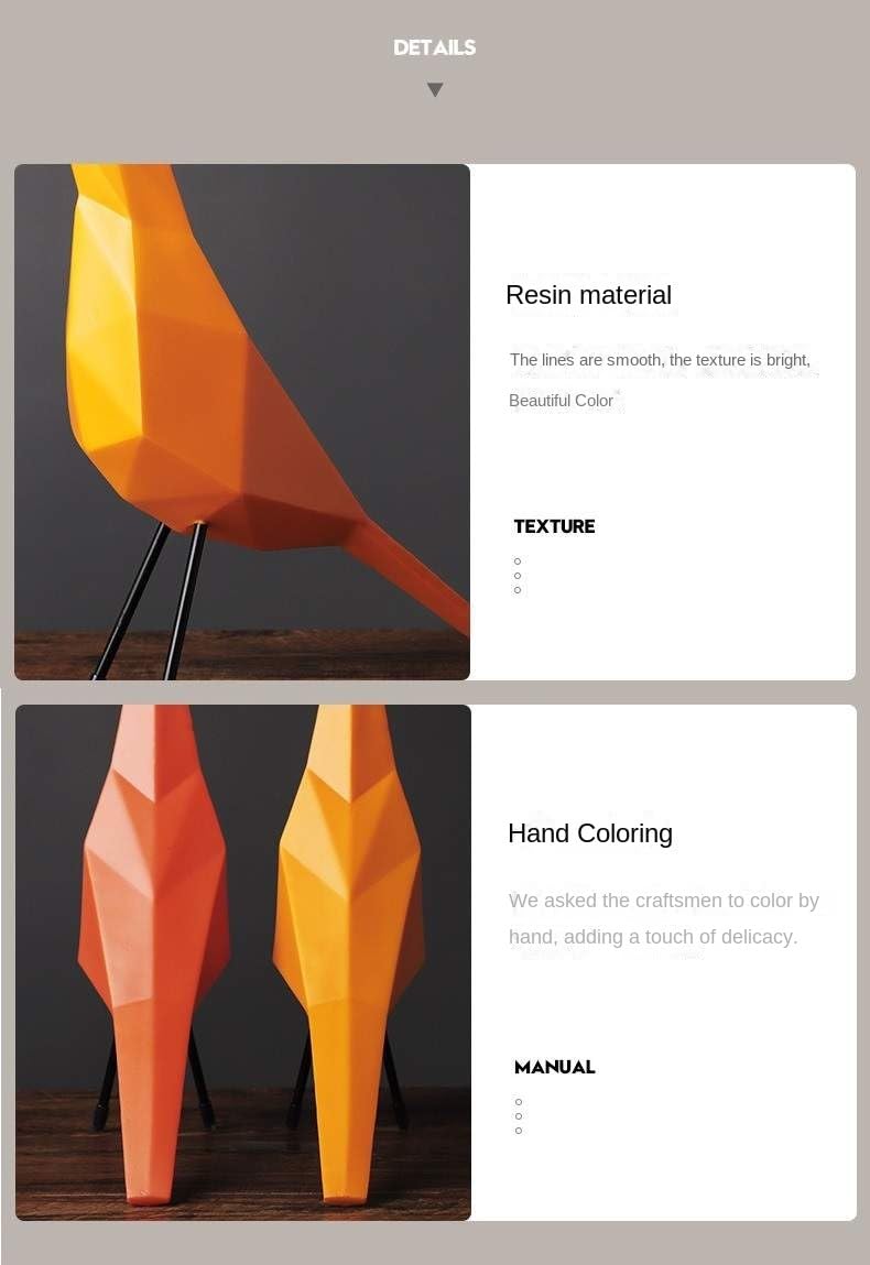 Escultura Adornos De Resina Modernos Nórdicos Geométricos Bird Office Decoración para El Hogar Artesanía - Naranja