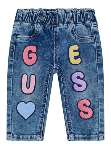 GUESS Baby Girls' Stretch Denim Pants with Letters