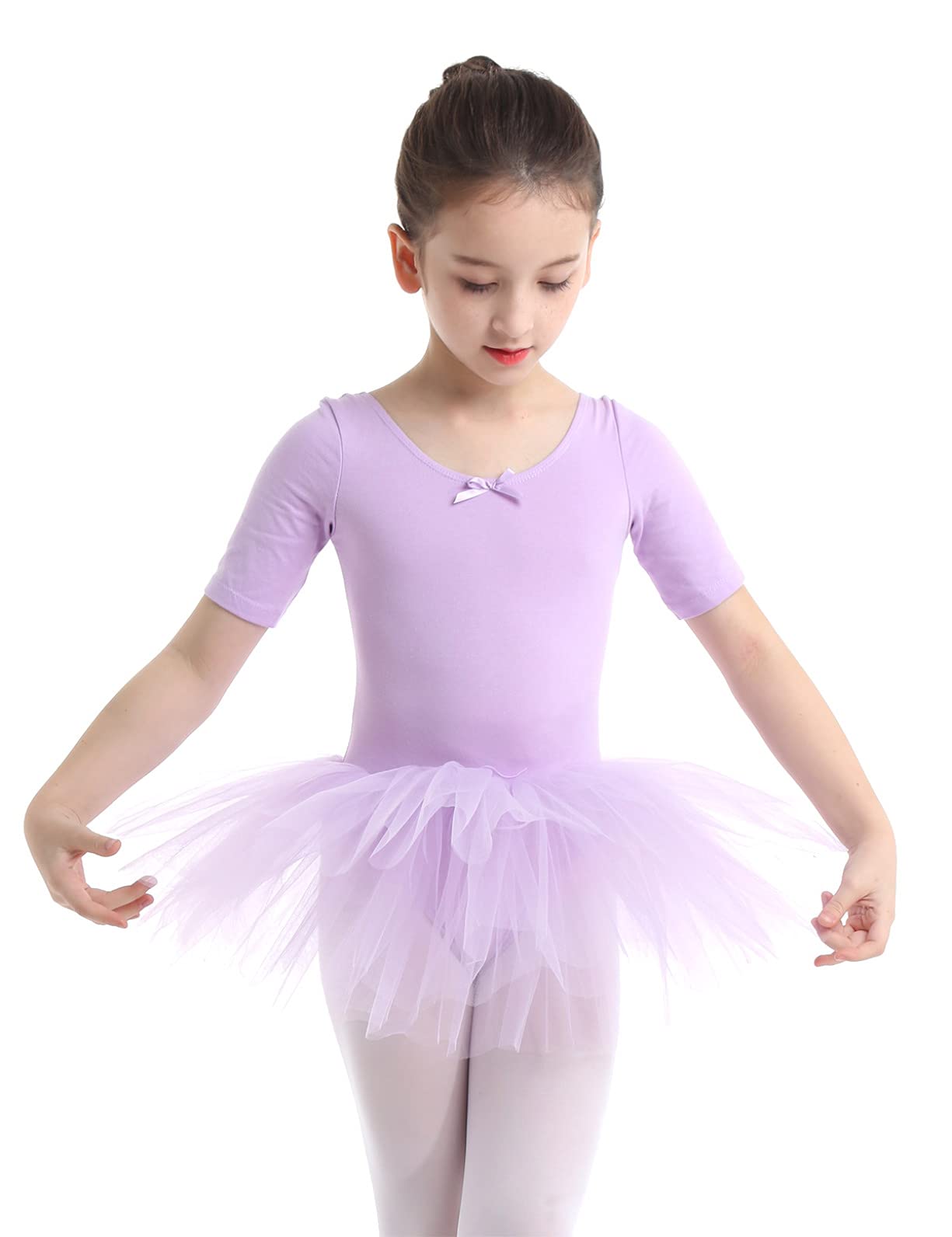 Yeahdor Kids Girls Cotton Tulle Splice Ballet Dance Tutu Dancewear Ballerina Princess Stage Fancy Dress up Purple 3-4