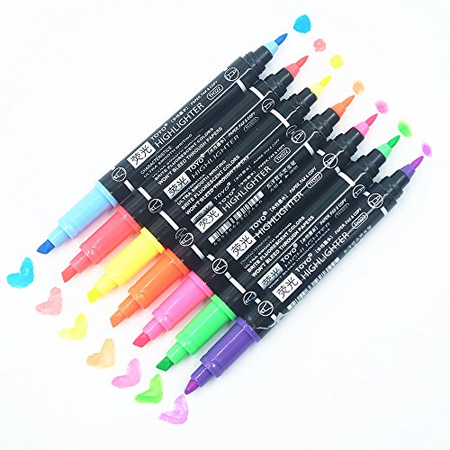 Double head Highlighter Highlighters 7 Colors Dual Tips Permanent Art Markers Highlighter Perfect for Bible Study, Classroom and office
