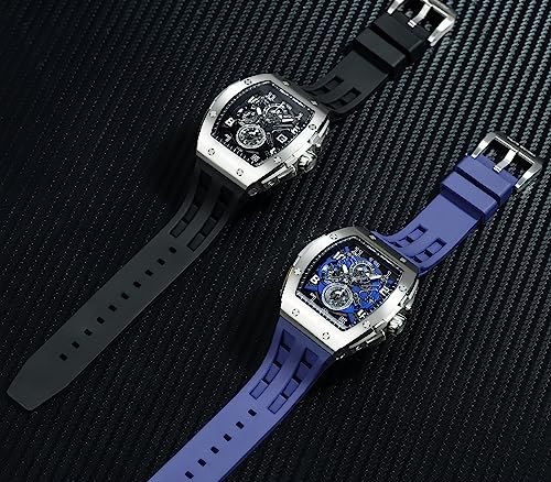 Image of TSAR BOMBA Mens Watches Luxury Tonneau Watches for Men Waterproof 50M Analog Watch Chronograph Calendar Date Men's Dress Business Work Watch Diver Large Square Face Wristwatch