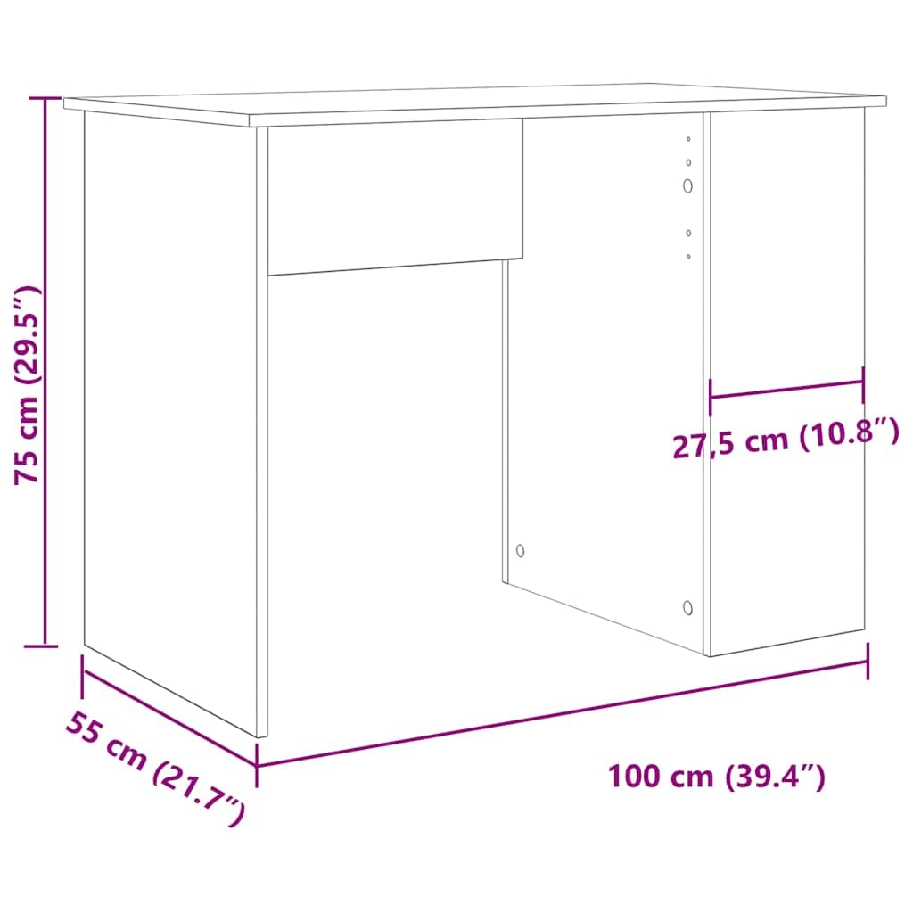 Biurko o wyglądzie starego drewna, materiał drewnopochodny, 100 x 55 x 75 cm, z 2 półkami, nowoczesny stolik pod komputer do biura, biura domowego, gabinetu i salonu