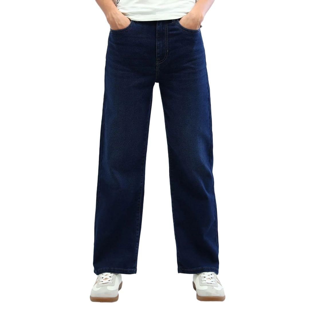 flying machine Women's Straight Fit Jeans| Solid | High Rise | Stretchable | Jeans for Woman-picture-22