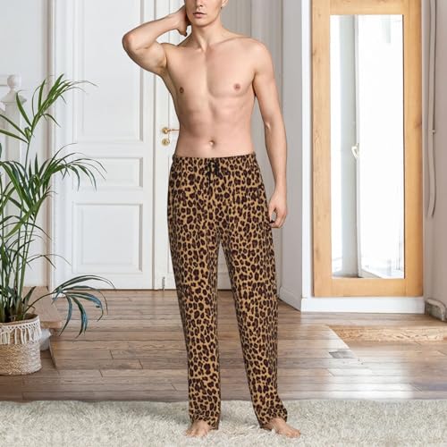 VOSERY Leopard Print Mens Pajama Pants, Soft Sleep Pj Pants for Men, Mens Lounge Pajama Bottoms with Pockets 5