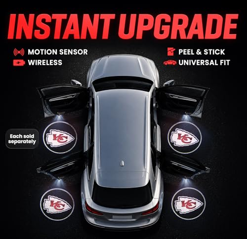 Image of LED Car Door Light - Officially Licensed NFL Wireless Projector - Show Your Team Pride - Battery Powered, Easy Install