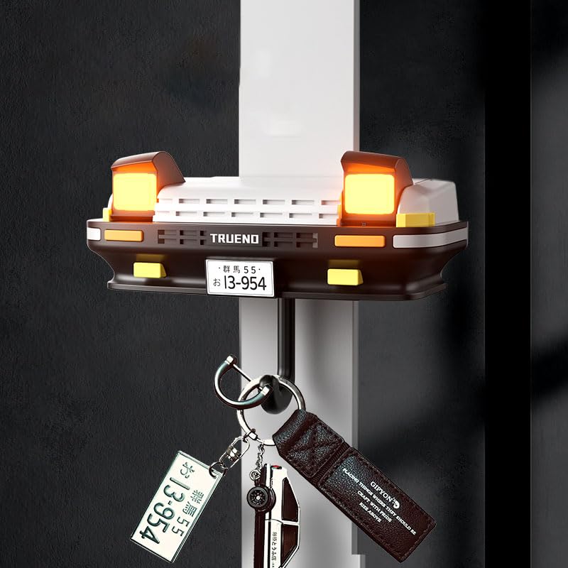 Stainless Steel Wall Mount Key Holder with Mail Organizer & Car Hood Keychain Hook - Modern Key Rack for Home, Office, and Car, Durable and Space-Saving Design (Nostalgic White Light-up Model)