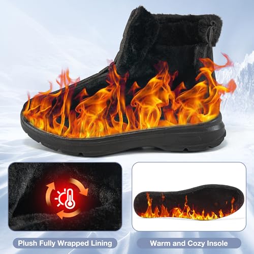 Ecetana Winter Boots for Women Snow Warm Fur Lined Waterproof Ankle Booties Lace Up Non Slip Flat Comfortable Womens Shoes3