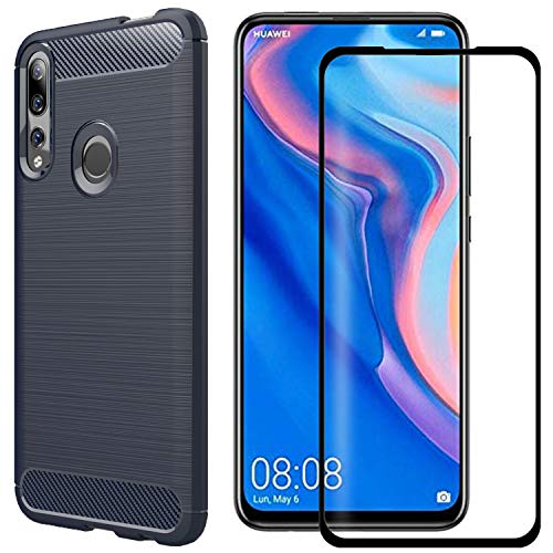 MYLBOO Funda Huawei P Smart Z con Protector de Pantalla,[2 en 1] Funda TPU de Silicona Suave y Delgada + [Dureza 9H] Protector de Pantalla Completa para Huawei P Smart Z(Azul)