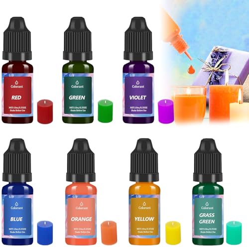 Colorant Cire Bougie, Colorant Liquide De Bougie, 7 Couleurs Liquide Colorant pour Bougie Naturelle, pour La Cire de Soja, Fabrication de Bougies, 10ml