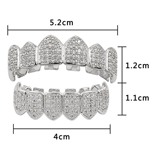 Grillz para dientes chapados en oro 18K estilo hip hop miniatura 3