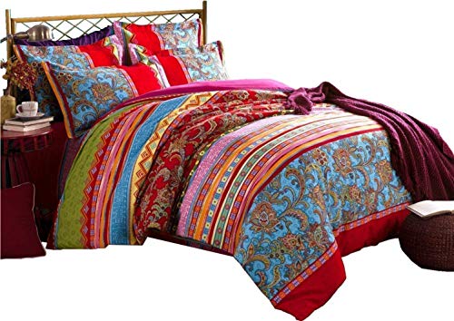 LELVA Boho Style Bedding Set Bohemian Ethnic Style Bedding Set Boho Duvet Cover Set Camel Pattern Bedding Set Queen/King 4pcs (1, Queen)