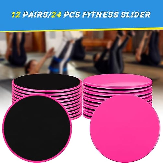 Jenaai 24 Pcs (12 Pairs) Core Sliders Exercise Glider Discs Bulk for Group Training Classes Fitness Slider for Working Out Dual Sided Core Gliding Discs AB Pads for Carpet Hardwood Floor