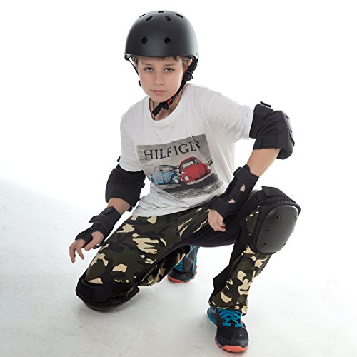 RuiyiF 7Pcs Adult Sports Safety Protective Gear Set, Elbow Pad Knee Support Wrist Guard and Helmet for Adult Skateboard Skating Blading Cycling Riding - Medium - Thumbnail 5