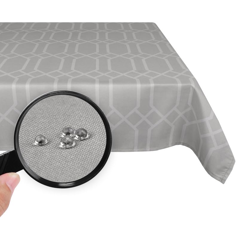 Valia Home tablecloth with Teflon coating for indoor & outdoor use in various designs, Light Grey, 130 x 180 cm