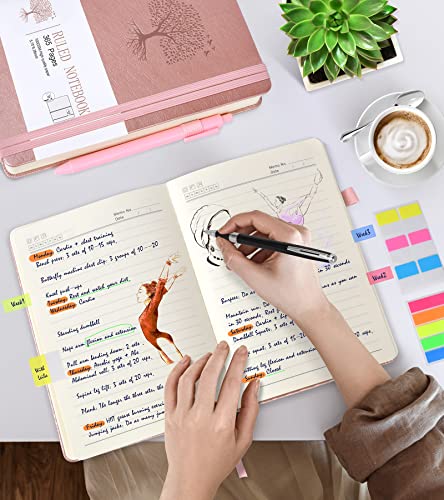 Image of Lined Journal Notebook -365 Pages A5 Thick Journals for Writing Ruled Notebook, Hardcover Leather Journals for Women Men, Daily Journal Notebook for Work, Note Taking, 100Gsm Lined Paper ( 5.75'' X 8.38'' Rose Gold)