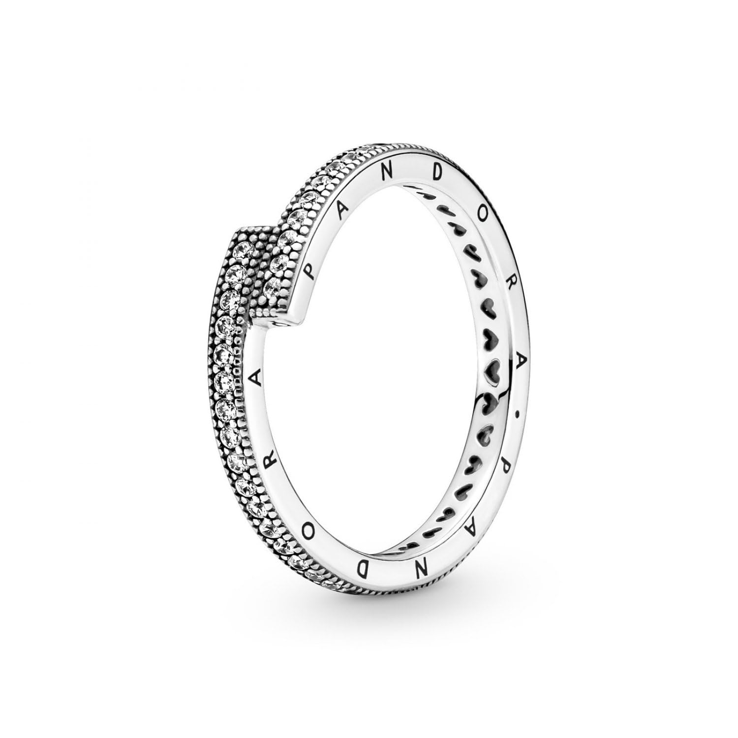 Pandora Signature Ring, funkelnd, überlappend, Sterlingsilber, mit klarem Cubic Zirkonia