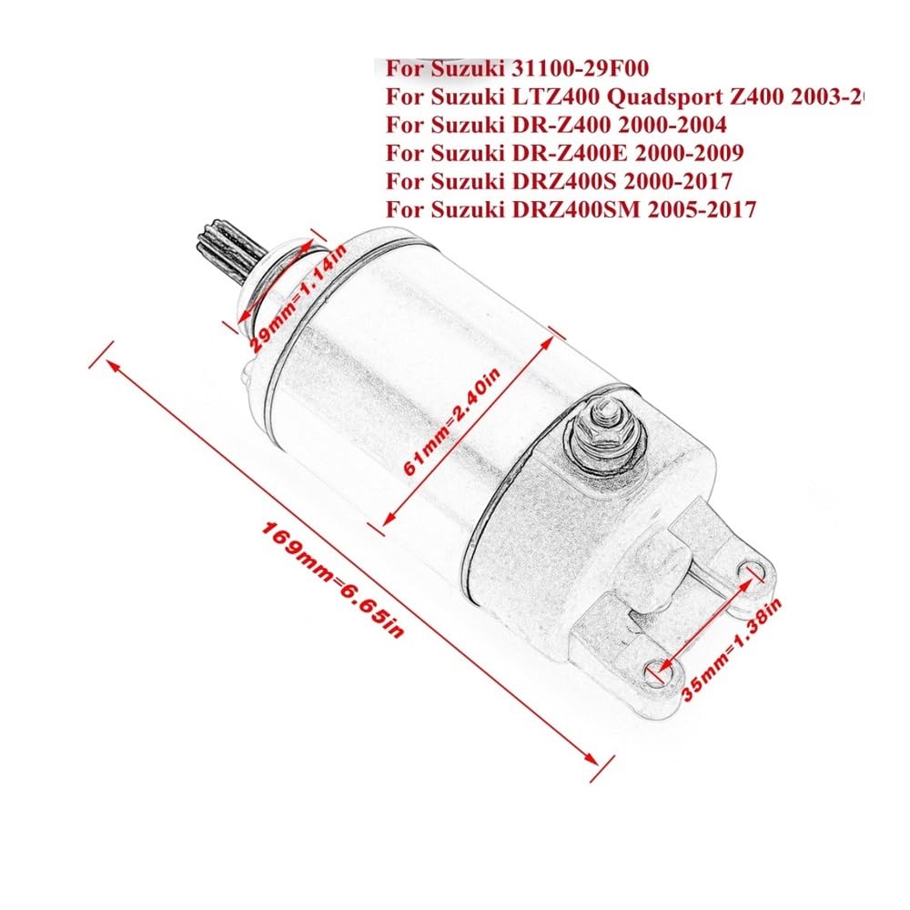 3445-033 Parti del motociclo Motorino di Avviamento Misura for KSF400 KFX400 KLX400R KLX400SR for Cat DVX 400 ATV 400 DVX DVX400 21163-S004 3445-033