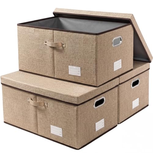 PRANDOM Jute Storage Bins with Lids 3-Pack