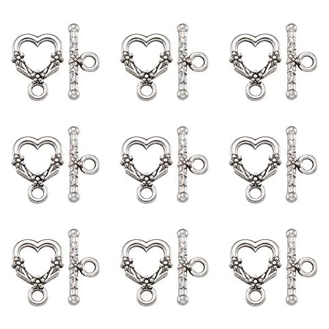 Craftdady 20 Sets Heart Toggle Clasps Tibetan Silver Toggles Jewellery Clasp Necklace Catch for Craft Bracelet Jewelry Making Cover