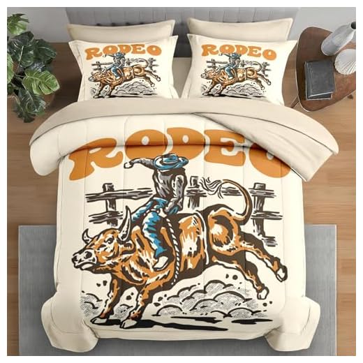 Pamnest Comforter Set Full Size, Bull Cowboy Brown 7 Pcs Bedding for Kids and Adults, Vintage Country American Bed Sheet Sets with Fitted Sheet 2 Pillowcases & 2 Shams for Bedroom Bed Decor