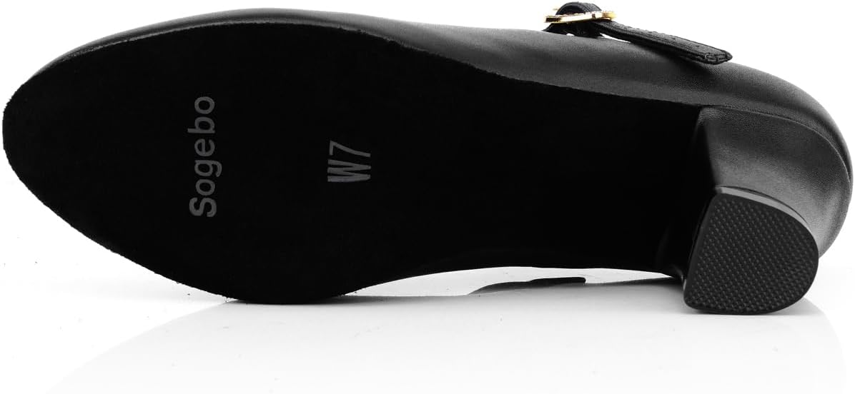 Women's T-Strap Character Shoes Latin Ballroom Dance Heels Black Wedding Pumps - Image 4