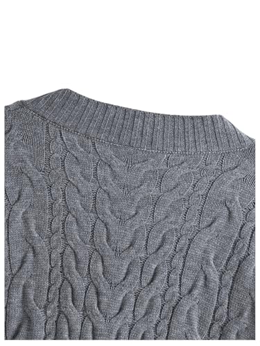 SOLY HUX Women's Plus Size V Neck Sweater Drop Shoulder Bishop Long Sleeve Cable Knit Pullover Tops4