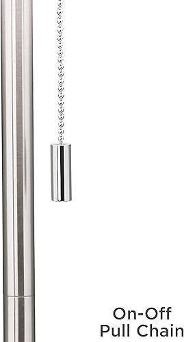 Miniatura 2 de Possini Euro Design Moderna lámpara de mesa de 28 pulgadas de alto níquel cepillado plateado columna de metal crema de seda sintética decoración