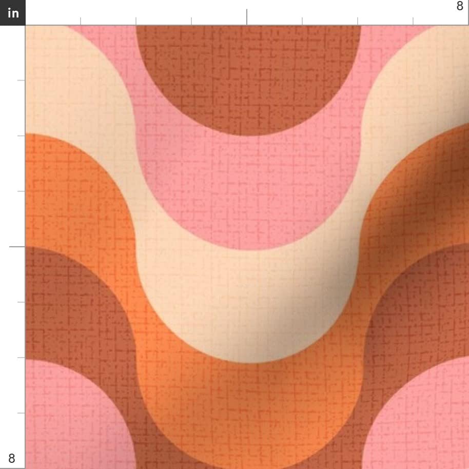 Miniatura 3 de Spoonflower Tela  Onda vintage retro espiral naranja rosa geométrico impreso en pétalo, tela de algodón distintiva cuarto gordo  costura acolchado