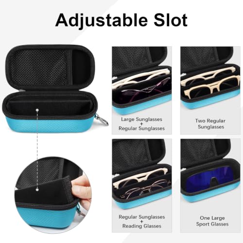 Image of Bukere Double Eyeglasses Case with Adjustable Slots, EVA Hard-shell Travel Dual Glasses Sunglasses Organizer for Men Women
