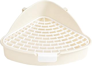 Yajuyi Bandeja de areia de coelho pequeno animal de estimação bandeja de xixi anti respingos canto bandeja de areia acessórios para animais pequenos coelho, BRANCO