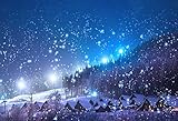 Leowefowa 5X3FT Christmas Backdrop Rustic Village Night View Forest Trees Snowing Shining Lights...