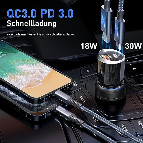 Bluetooth 5.3 FM Transmitter, SONRU Bluetooth Adapter Auto mit Freisprechanlage, [30W PD & 18W...