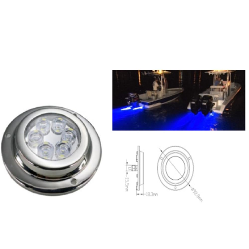 DC10-30V 15W Piscina LED Marino Impermeabile Dock Deck Yacht Luce Subacquea per Barche TP019019, Luce Blu Durevole Facile da Usare