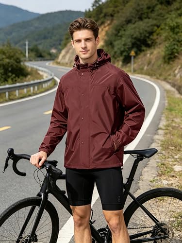 Image of UIQUR Mens Lightweight Rain Jacket Waterproof Windbreaker Packable Rain Coat with Hood for Golf Running Hiking Travel