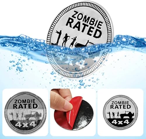 Image of Zomble Badge Rated Car Emblem, 4 x 4 Automotive Badge 3D Metal Badges Emblems Round Emblem Decals Car Badge Decals Stickers for Jeep Wrangler Vehicles Trucks SUV Emblems