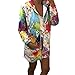 Produktbild iHENGH Damen Herbst Winter Bequem Mantel Lässig Mode Jacke Frauen Mode Womens Tie Färben Print Coat Outwear Sweatshirt Kapuzenjacke Mantel(Weiß, M)