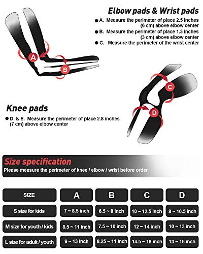 Dark Lightning Kids/Junior/Youth Knee Pads Elbow Pads Wrist Guards 3 in 1 Protective Gear, for Skateboard,Roller Skate,Inline,Cycling,MTB Bike,Scooter - Thumbnail 6