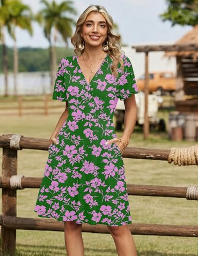 Image of Zeagoo Womens Summer Dresses Wrap V Neck Dress Floral A-Line Ruffle Sleeve Casual Sundress with Pockets 2026