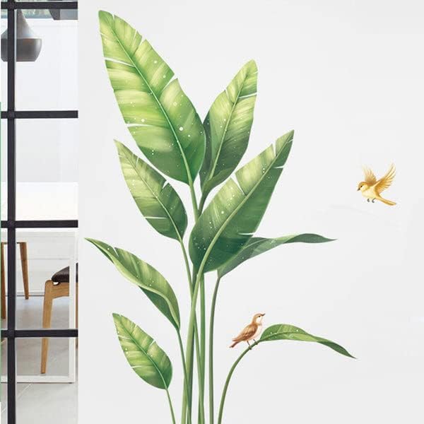 Tableclothsfactory Vinilo decorativo de pared con diseño de plantas tropicales de aves del paraíso para despegar y pegar