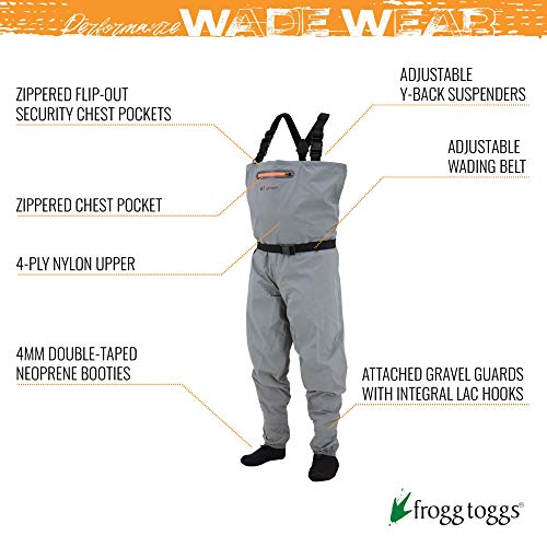 FROGG TOGGS Mens Canyon II Breathable Stockingfoot Chest Wader, Gray, Medium US