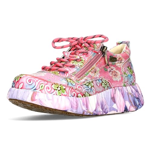 LAURA VITA Chaussures à Lacets Sneaker pour Femmes NIKITO-62, Pointure:38 EU, La Couleur:Rose