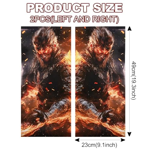 Image of JSCARLIFE Skull Car B-Pillar Sticker, HD Printed PVC Waterproof Car Decals, Car Stickers Vinyl Self-Adhesive Side Strip Decal Cool Stickers (Black Myth Wukong Style 1)